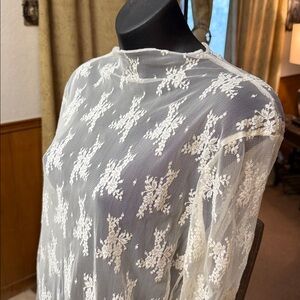 Elegant Sheer Lace Top - White Floral Design